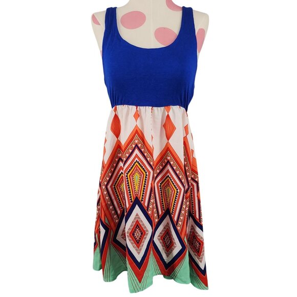 Women's Flamingo? Brand Razorback Tank Dress Geometric Shapes Medium USA Made - Picture 1 of 6